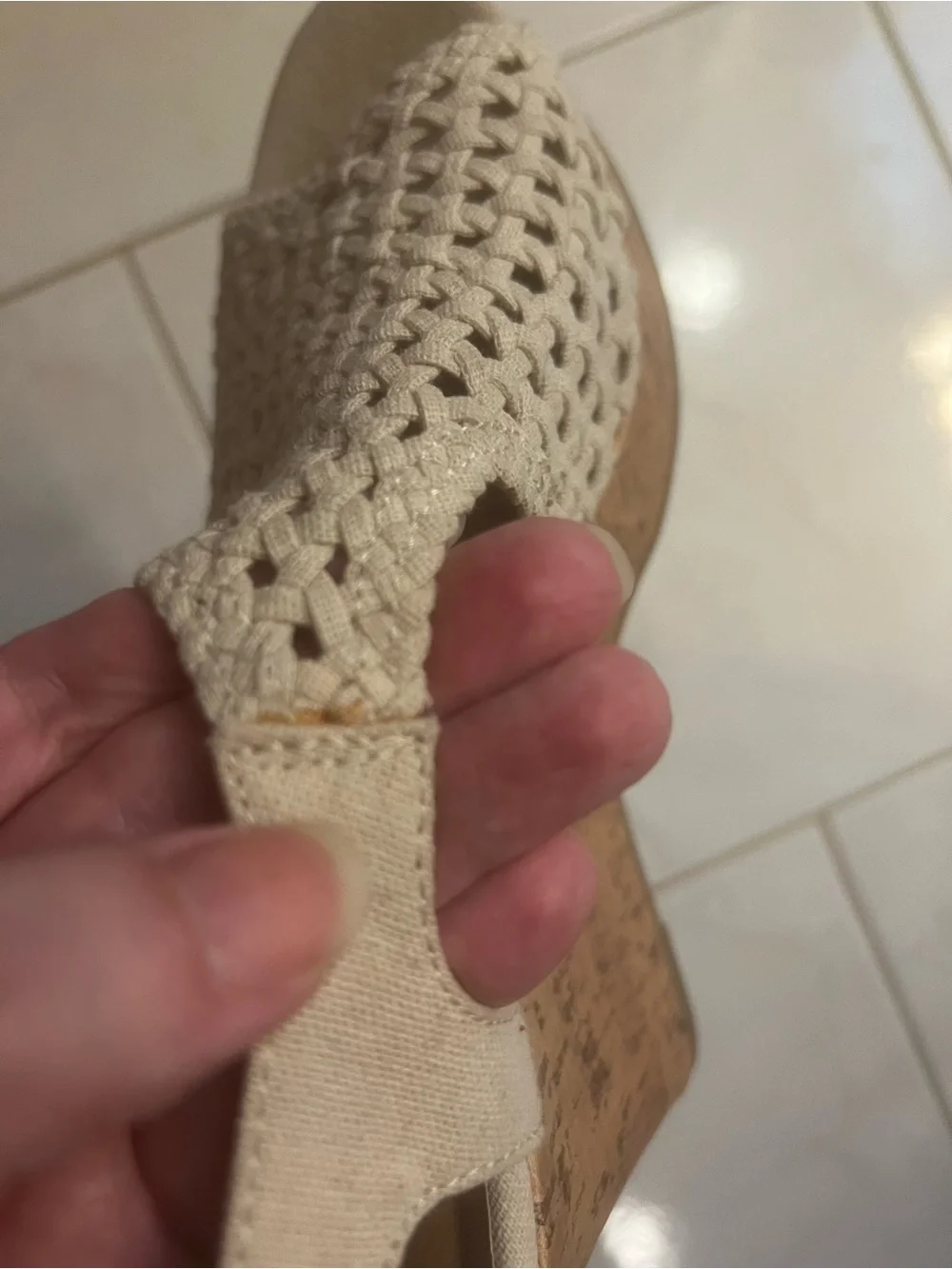 SO Women’s Cream Woven Slingback Open Toe Wedge Sandals